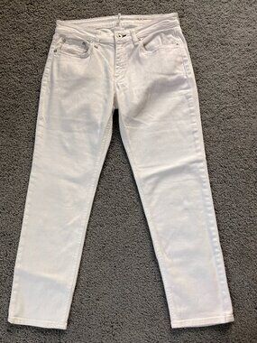 RAG & BONE DRE LOW-RISE SLIM BOYFRIEND JEANS in OPTIC WHITE - EUC - SIZE: 27
